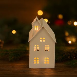 Kersthuis metaal wit Studio