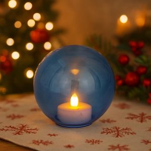 Kerstbal ledkaars blauw Studio